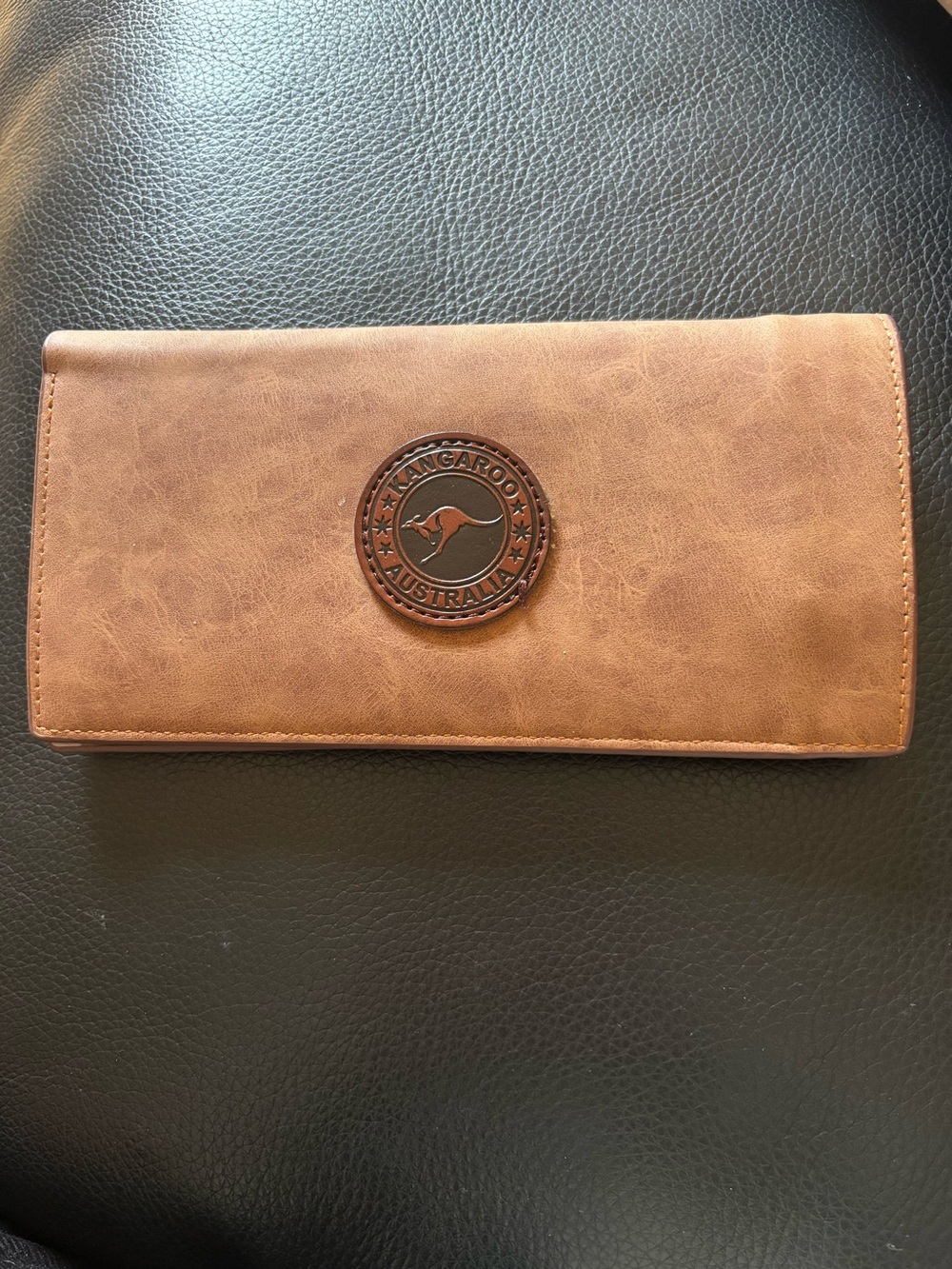 Kangaroo Australia Tan super soft faux suede Wallet.